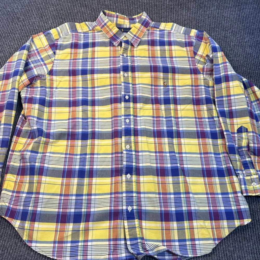 Polo Ralph Lauren Shirt 2XB Big TALL Madras Plaid Button Down Long Sleeve Preppy